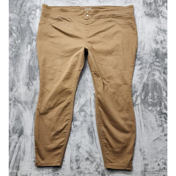 Terra & Sky Jeans Womens 3X Tan Khaki High Rise Pull On Skinny Jegging Stretch - Picture 1 of 13